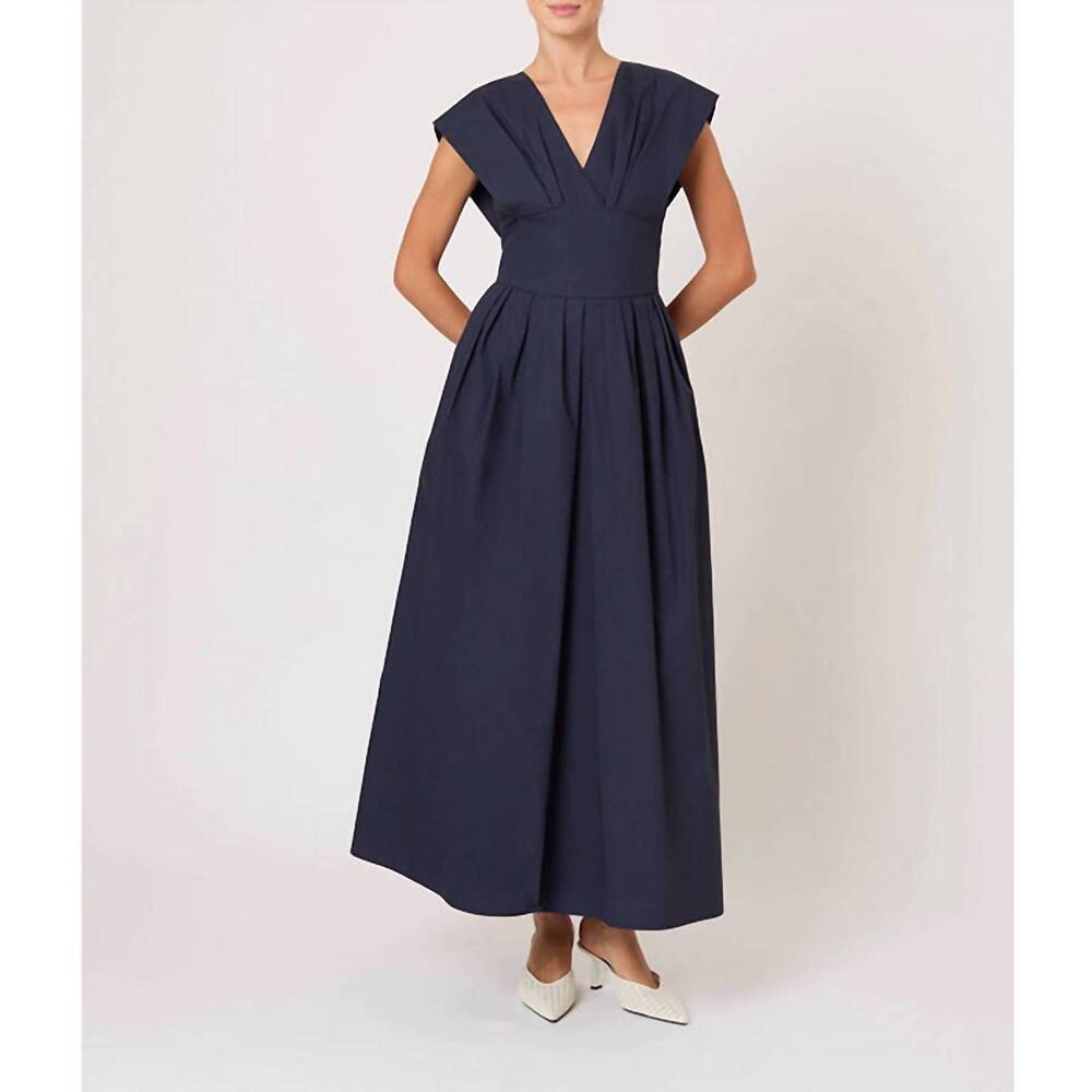 NEW ROSIE ASSOULIN in full bloom dress in navy cotton taffeta